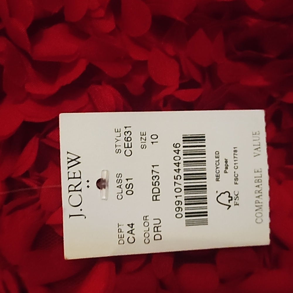 J.Crew Factory Red Flower Petal Textured Dress - Picture 3 of 4